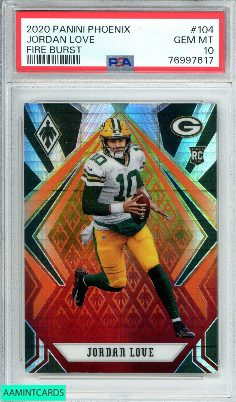 2020 PANINI PHOENIX JORDAN LOVE #104 FIRE BURST ROOKIE RC PSA 10 GEM MT 76997617